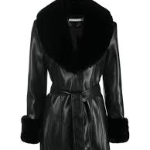 Brand New Alice + Olivia Vegan Leather Faux Fur Coat, Size Small - Picture 6 of 6